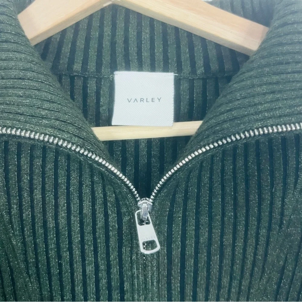 Varley Olive Green Carmen Ribbed Knit Jacket sweater size Xsmall